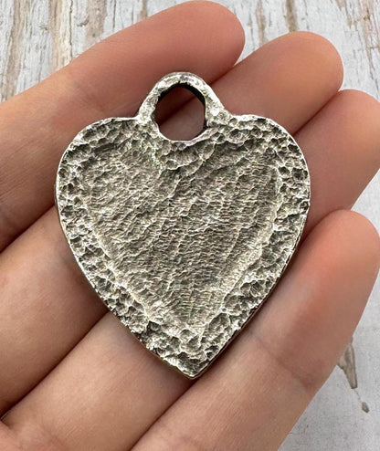 Hammered Heart Pendant, Antiqued Pewter - PT455