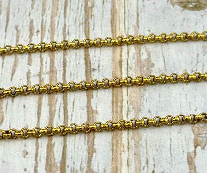 Chaîne Rolo 2,6mm, Plaqué Or 18k Vieilli - G109-CH