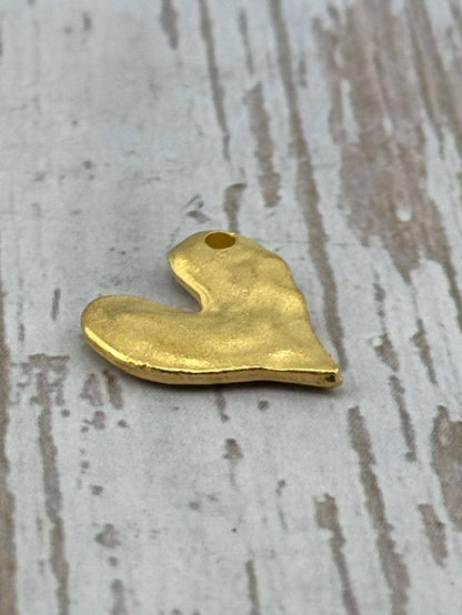 Small Organic Heart Charm, Satin 18k Gold Plated - ST325
