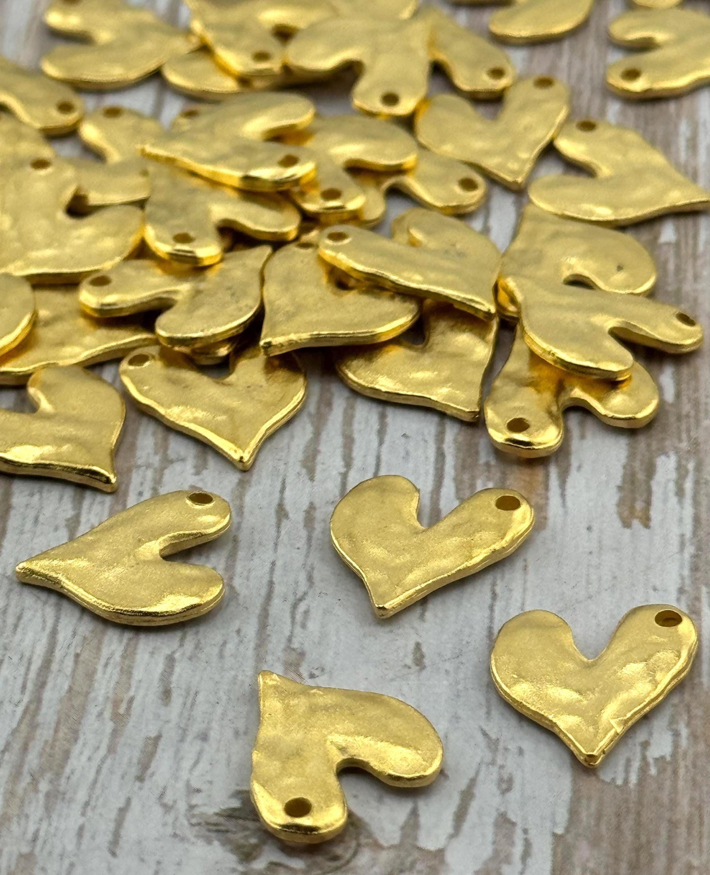 Small Organic Heart Charm, Satin 18k Gold Plated - ST325