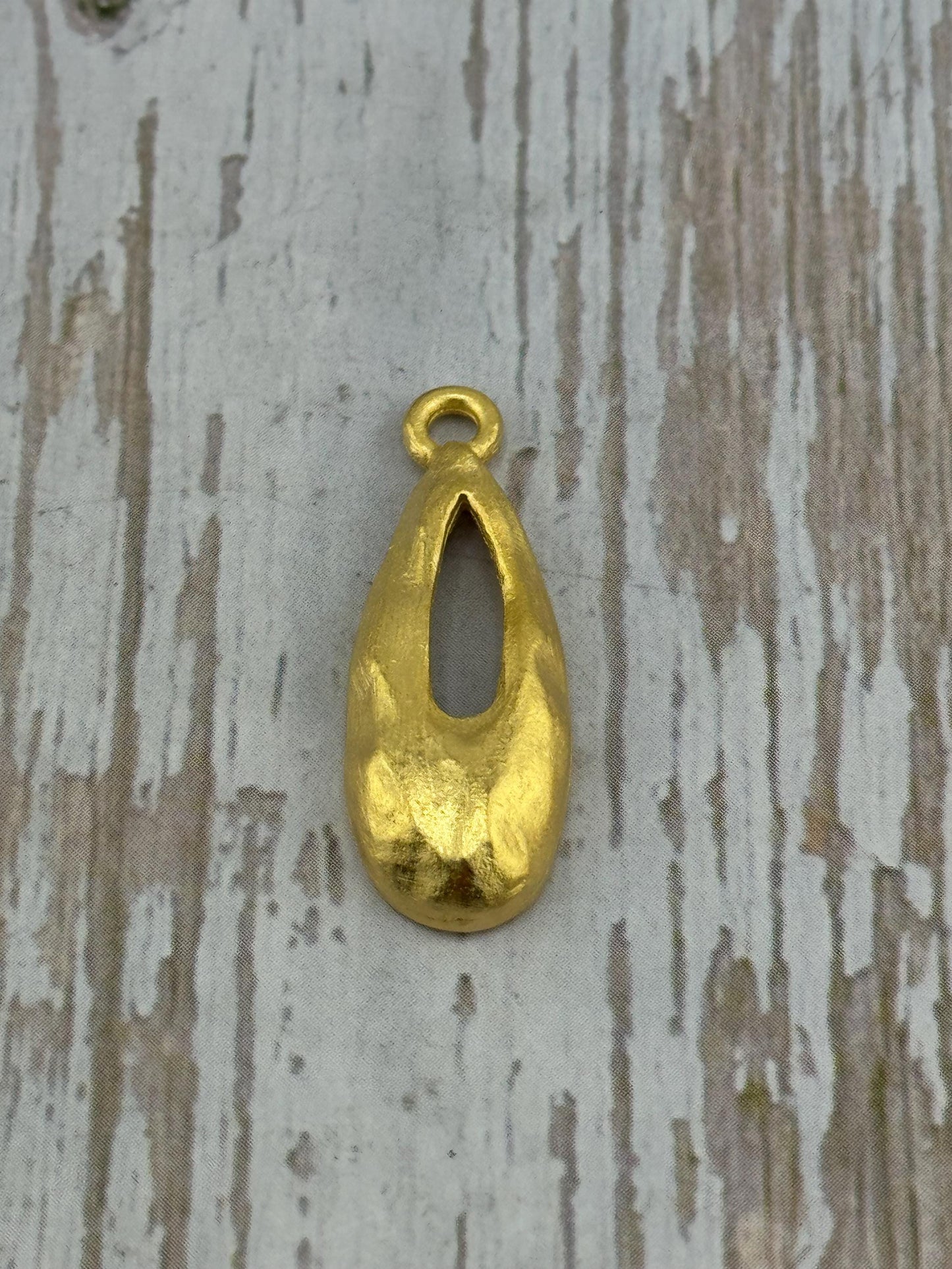 Hammered Teardrop Pendant, Satin 18k Gold Pendants - ST684