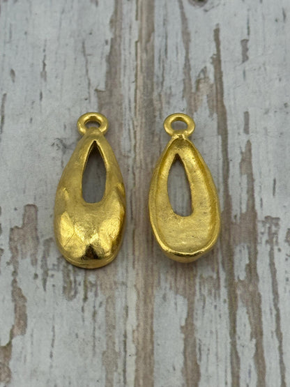 Hammered Teardrop Pendant, Satin 18k Gold Pendants - ST684