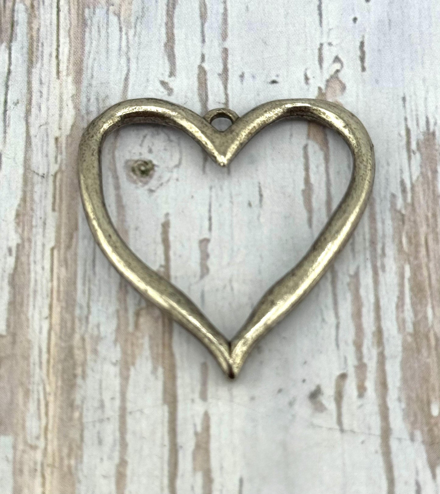 Large Open Heart Pendant, Antiqued Pewter - PT412