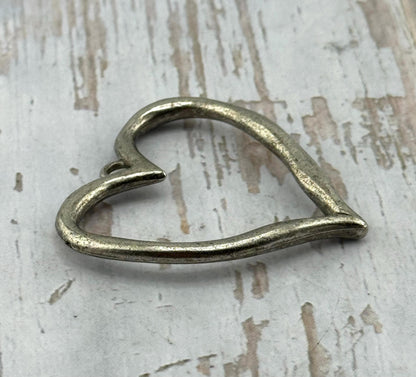 Large Open Heart Pendant, Antiqued Pewter - PT412