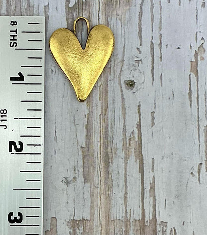 Boho Heart Charm, Antiqued 18K Gold Plated - AG101