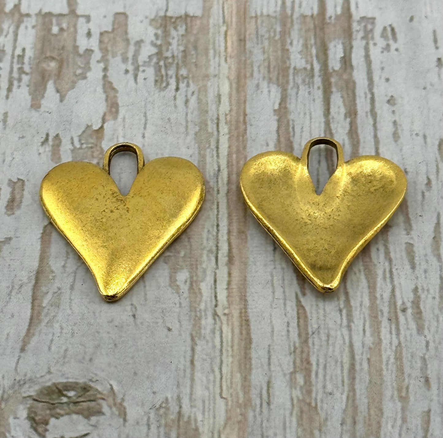 Boho Heart Charm, Antiqued 18K Gold Plated - AG101