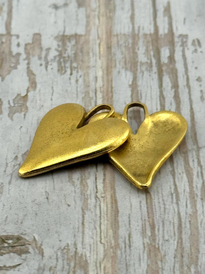 Boho Heart Charm, Antiqued 18K Gold Plated - AG101