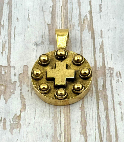 Iron Cross Medallion, Antiqued 18k Gold Plated - AG046