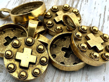 Iron Cross Medallion, Antiqued 18k Gold Plated - AG046