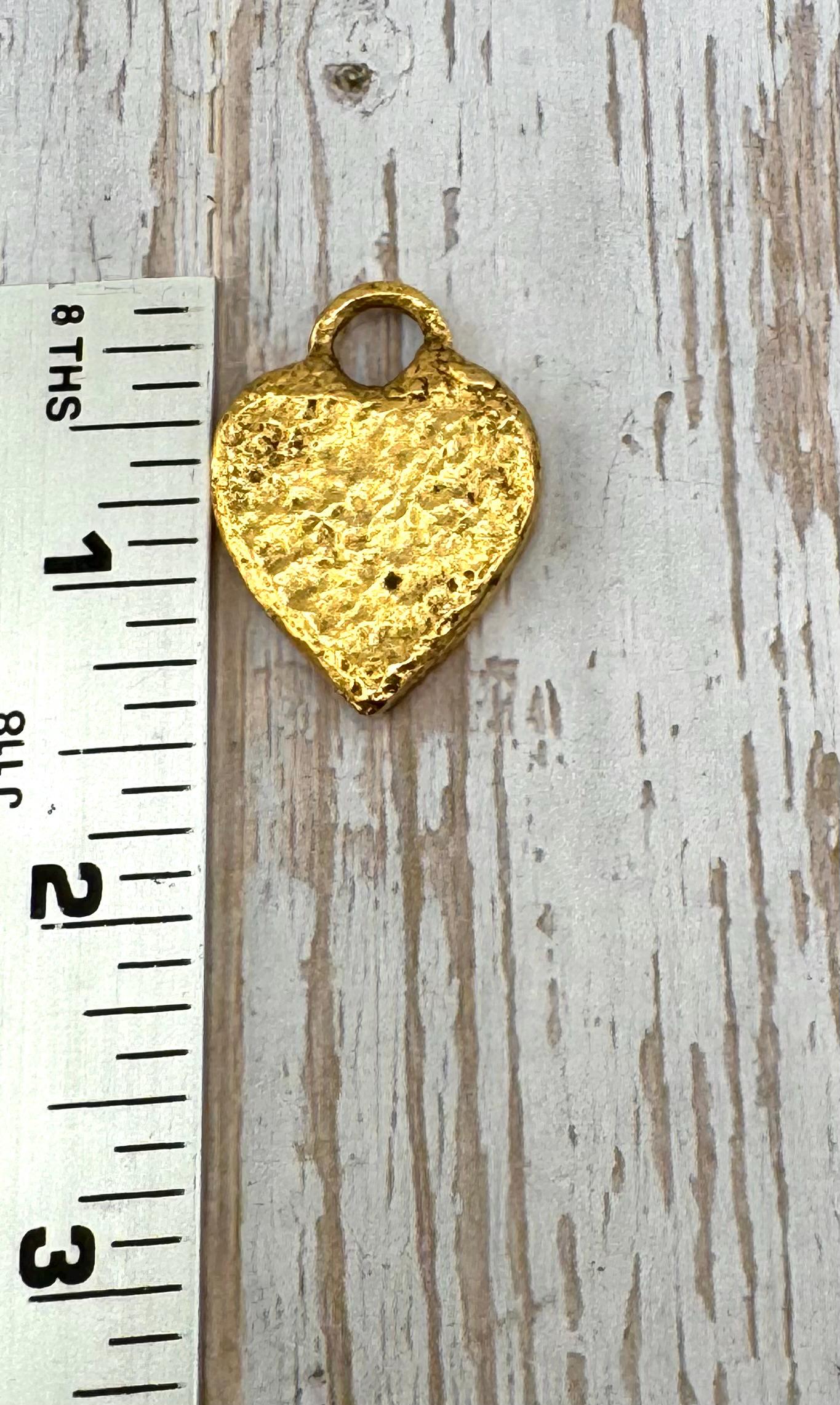 Chunky Hammered Heart Pendant, Antiqued 18K Gold Plated - AG090