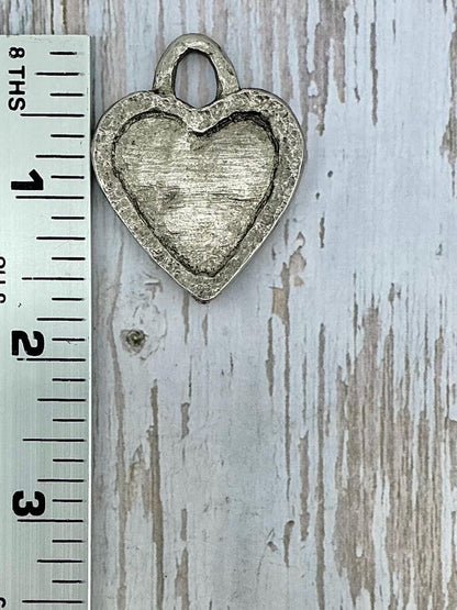 Double-sided Hearts Pendant, Antiqued Pewter - PT448