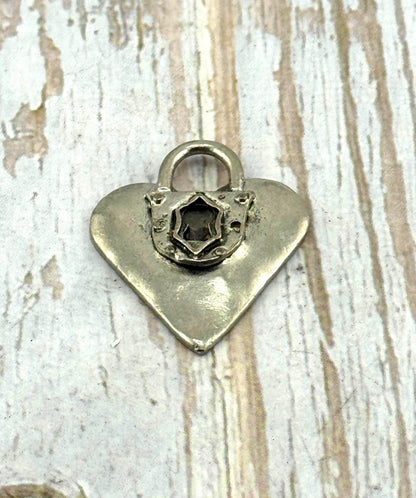 Padlock Heart Large Charm, Antiqued Pewter - PT384