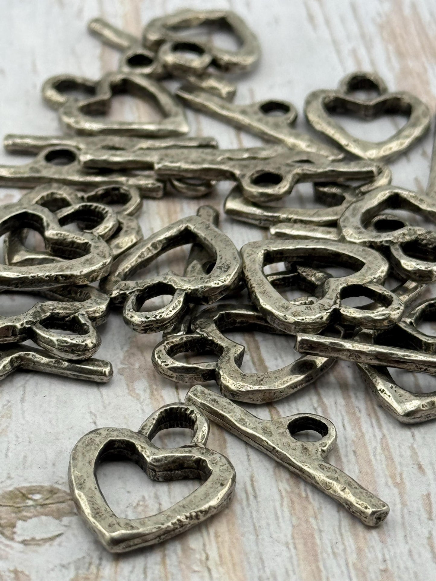 Heart Toggle Clasp, Antiqued Pewter - PT483