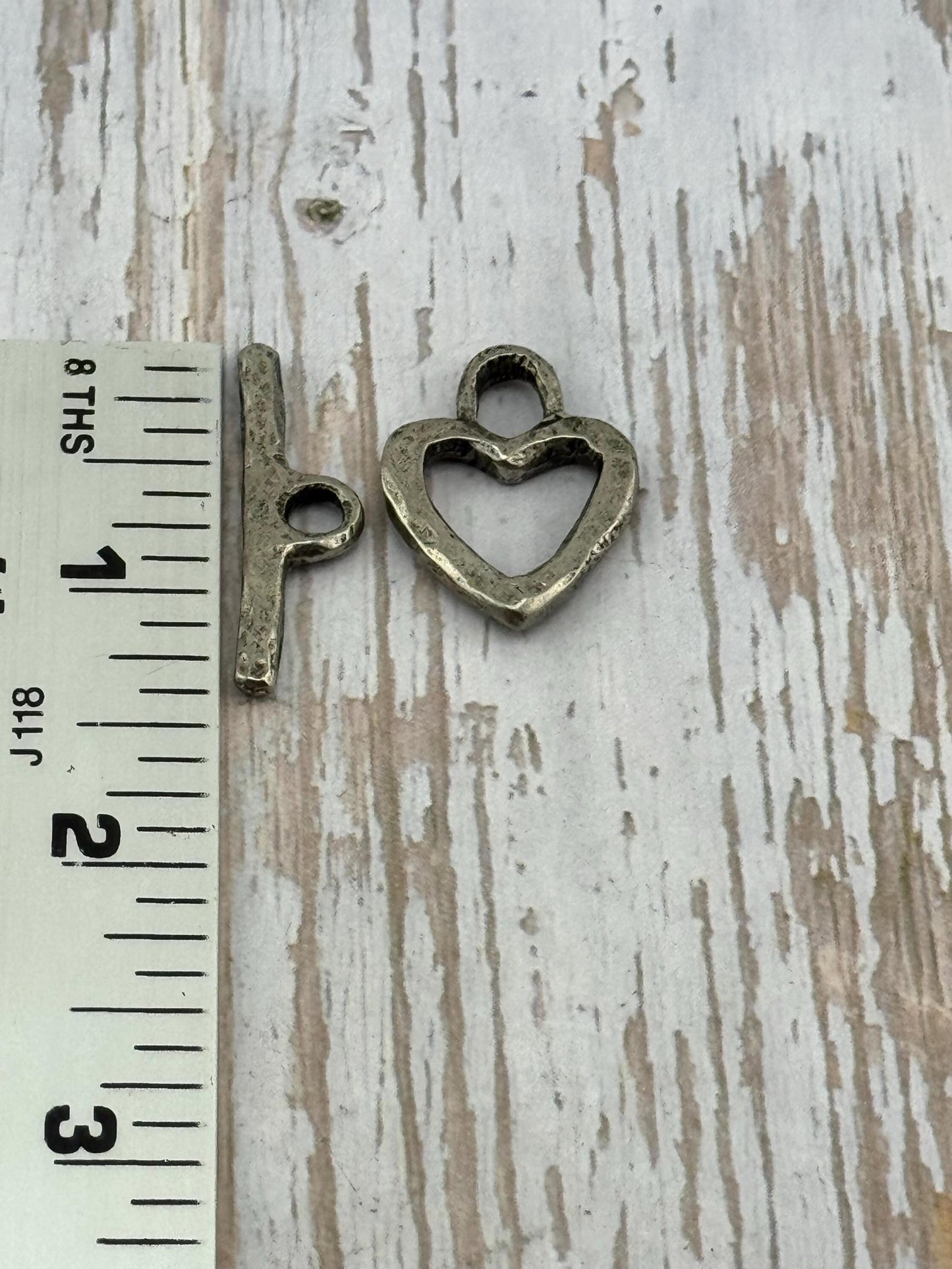 Heart Toggle Clasp, Antiqued Pewter - PT483
