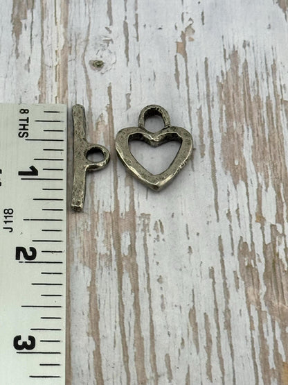 Heart Toggle Clasp, Antiqued Pewter - PT483