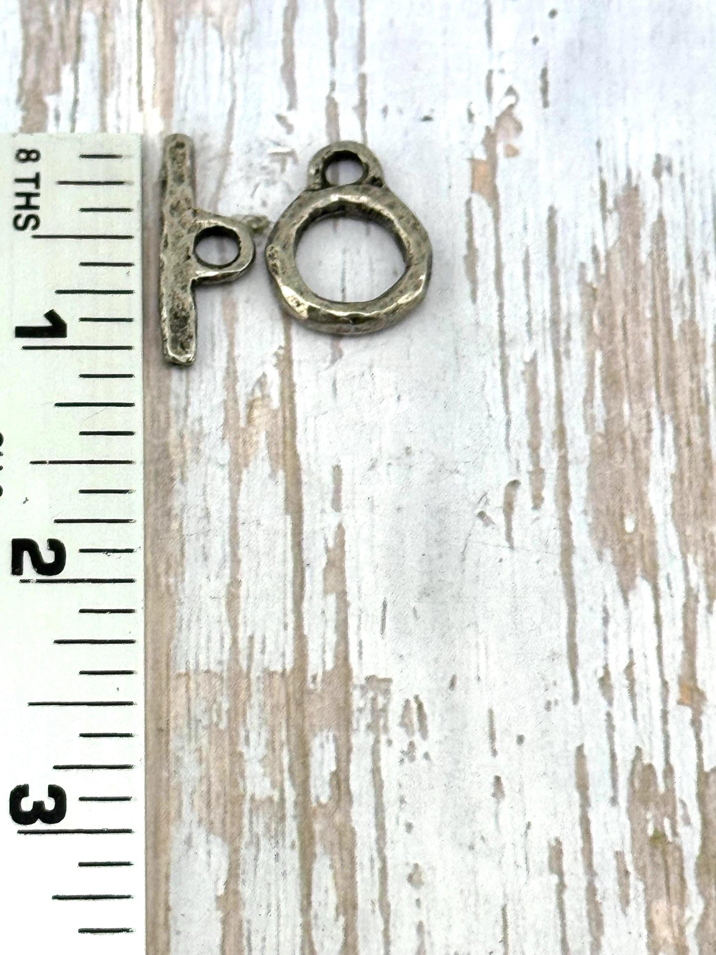 Hammered Round Toggle Clasp, Antiqued Pewter - PT496