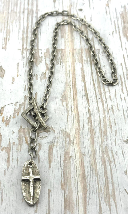Small Square Toggle Clasp, Antiqued Pewter Plated - PT494