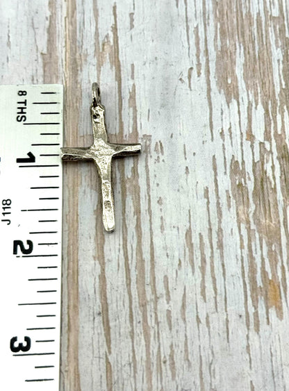 Large Rustic Cross Charm, Antiqued Pewter - PT481