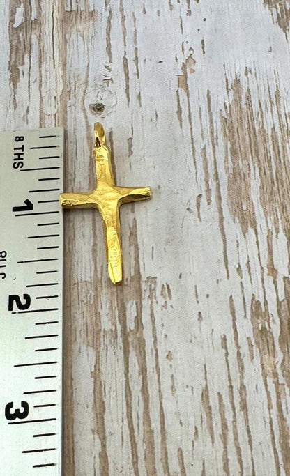 Rustic Cross Charm, Satin 18k Gold Plated - ST301