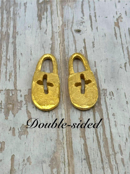 Cross Padlock Charm, Satin 18K Gold Plated - ST276