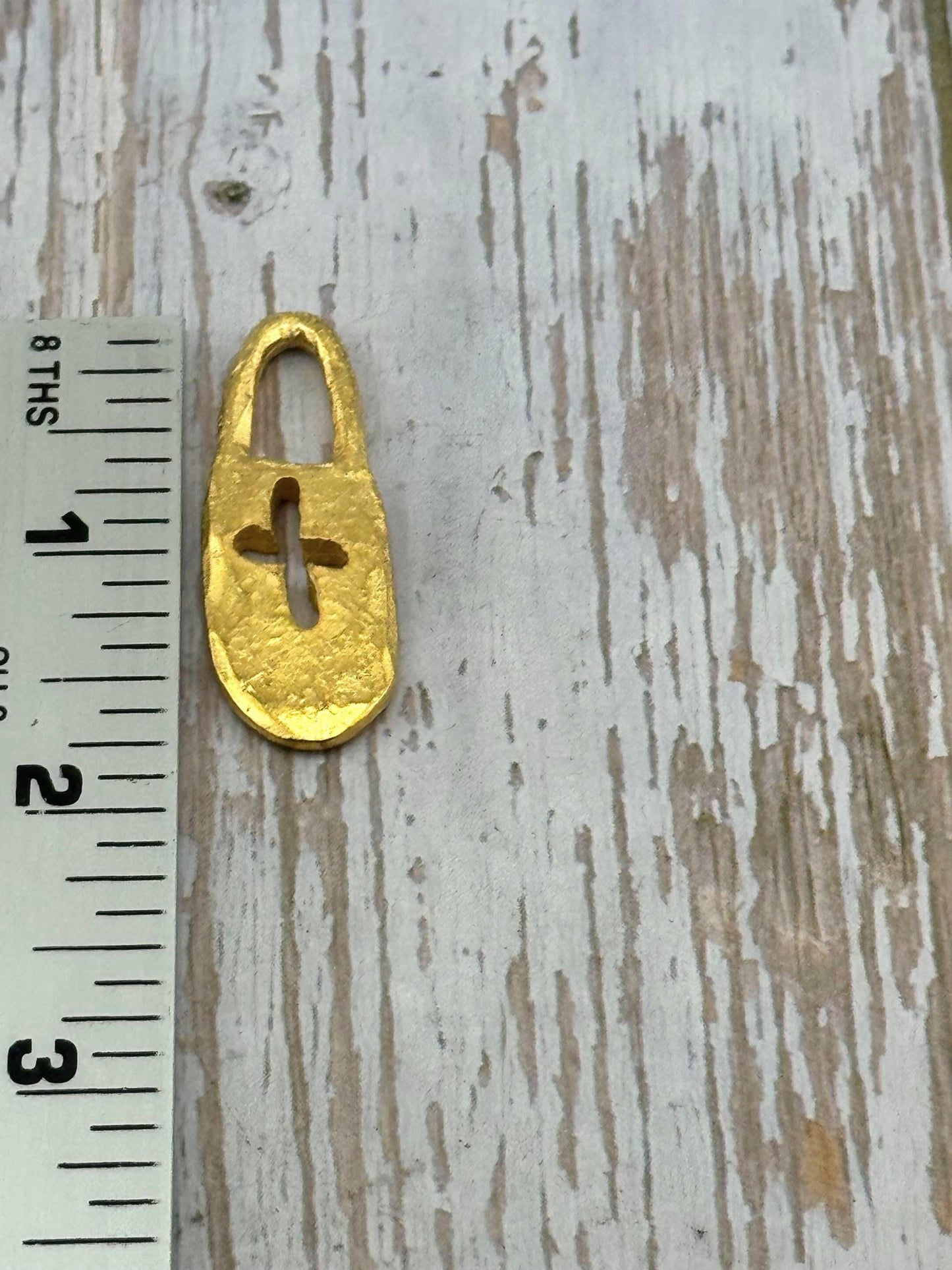 Cross Padlock Charm, Satin 18K Gold Plated - ST276