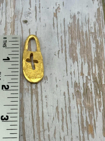 Cross Padlock Charm, Satin 18K Gold Plated - ST276