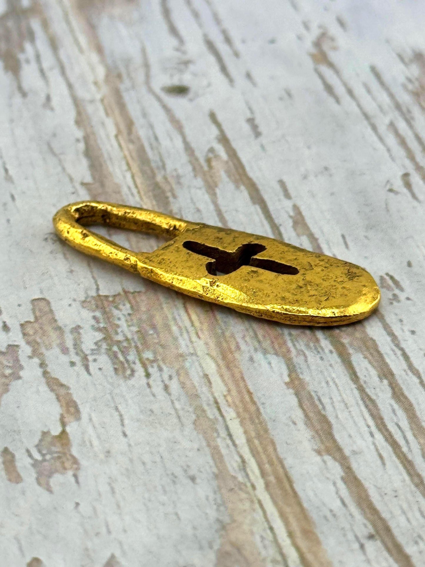 Chunky Cross Lock Charm, Antiqued 18k Gold Plated - AG096