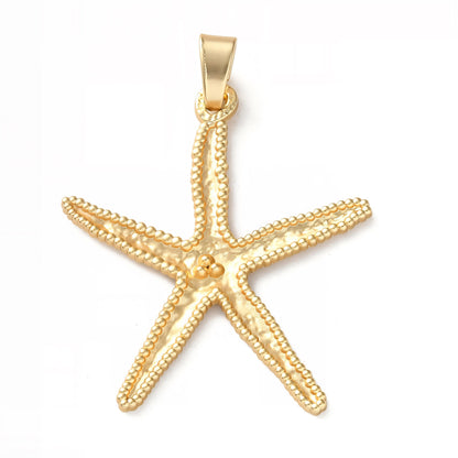 Oversized Satin Gold Starfish Large Pendants, DIY Jewelry Making Supplies, Gold Findings,Large Star Jewelry,Boho Charms with Bail,Yoga,ST785