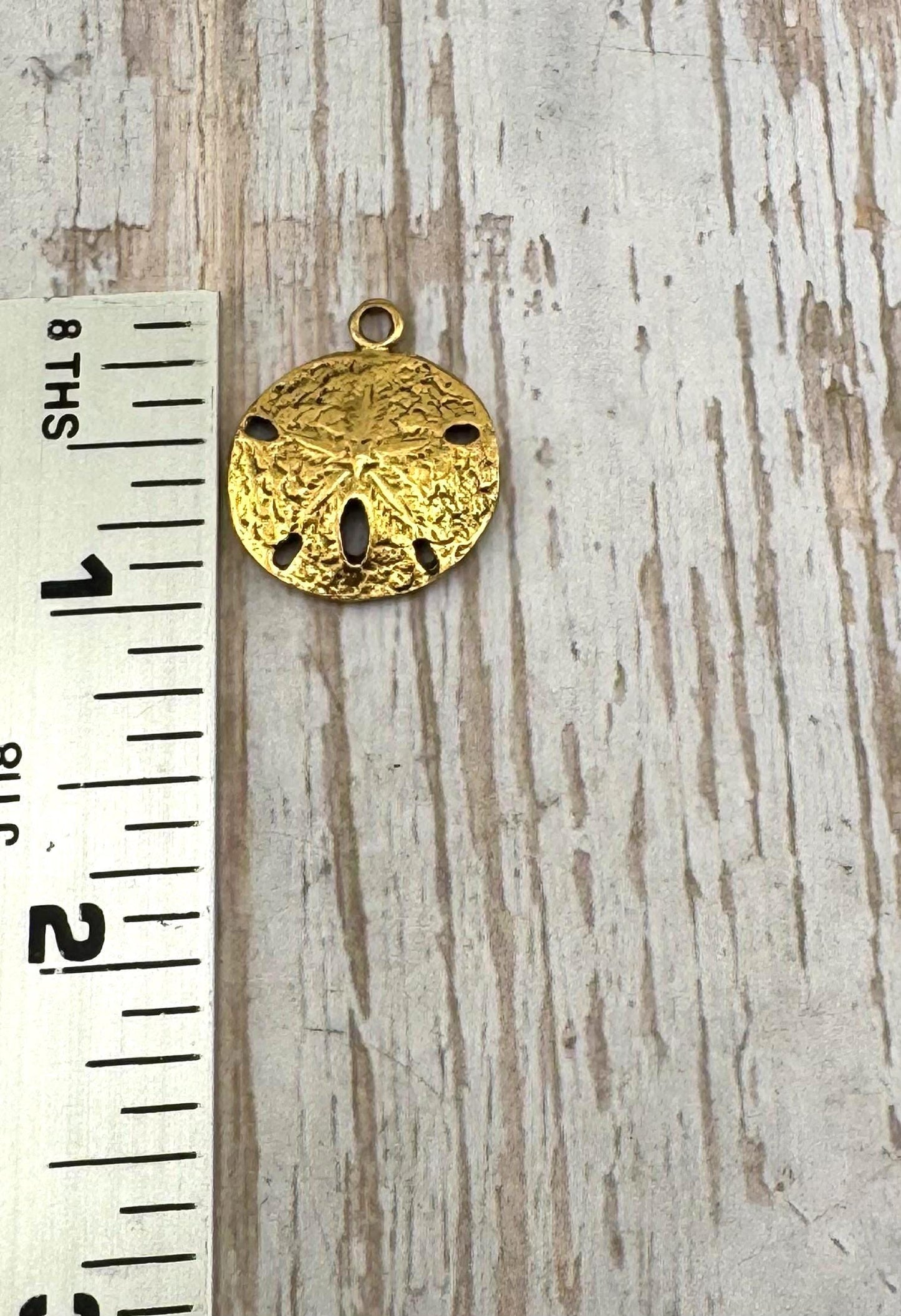 Sand Dollar Charm, Antiqued 18k Gold Plated - AG166
