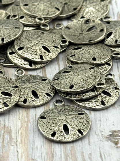 Sand Dollar Charm, Antiqued Pewter - PT526