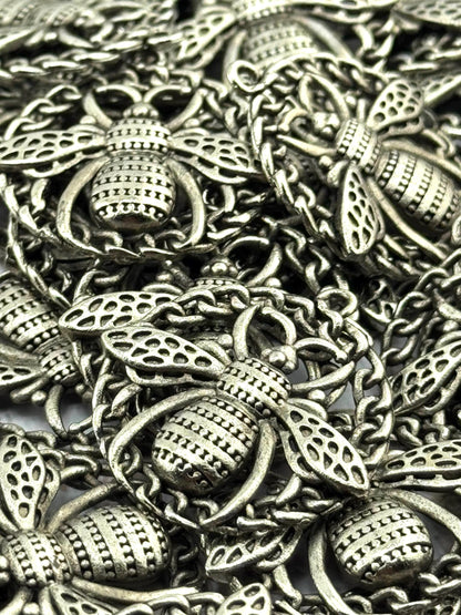 Large Round Bee Pendant, Antiqued Pewter - PT522