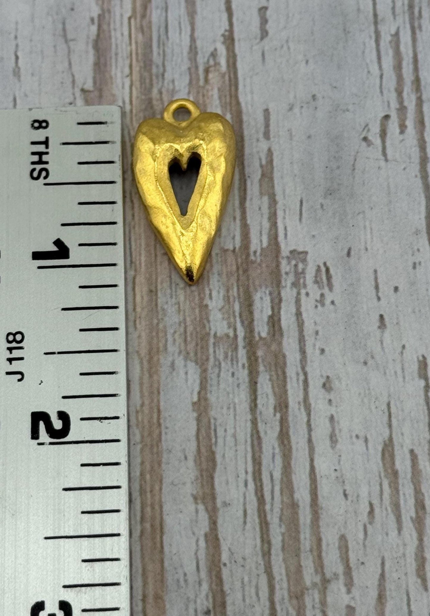 Hammered Heart Charm, Satin 18k Gold Plated - ST563