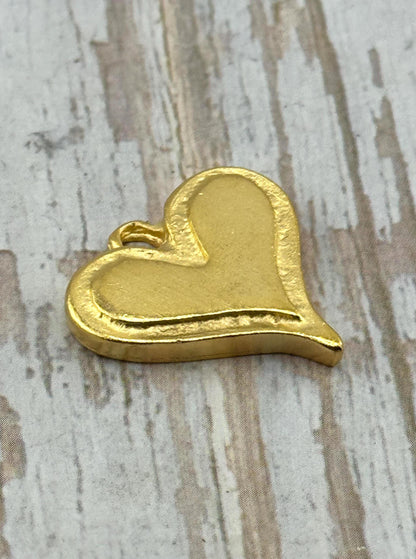Boho Heart Charm, Satin 18K Gold Plated - ST187