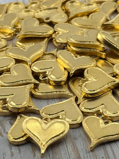 Boho Heart Charm, Satin 18K Gold Plated - ST187