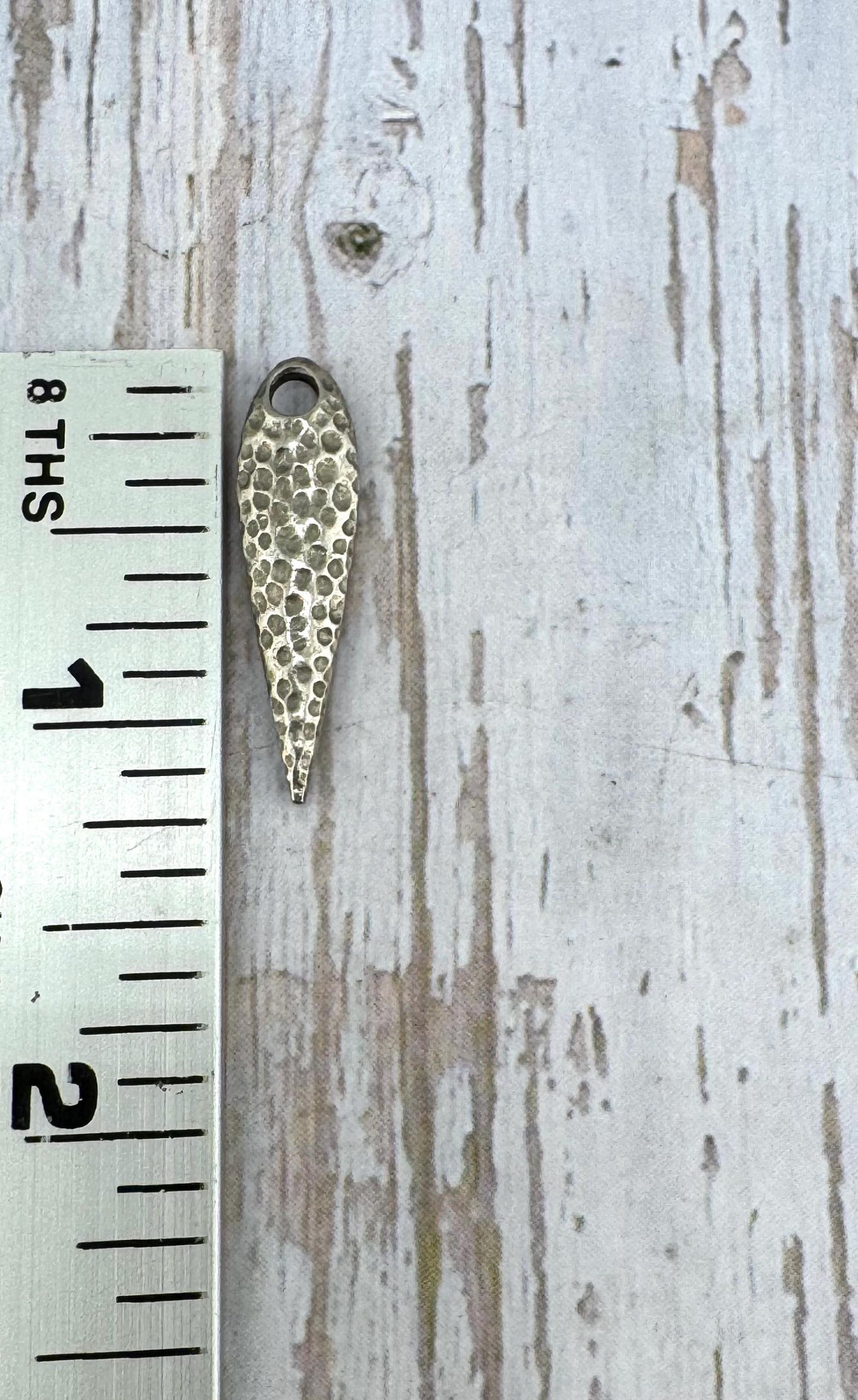 Hammered Teardrop Drop Bead, Antiqued Pewter - PT524