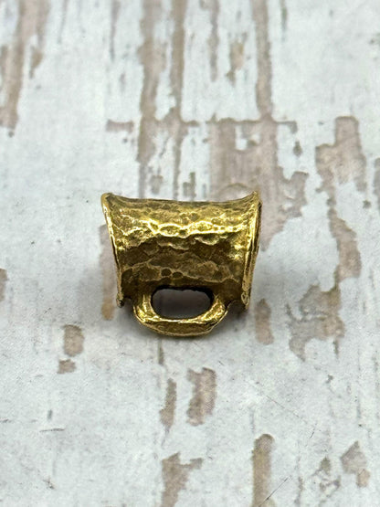 Large Hammered Tube Bail Bead Charm Holder, Antiqued 18k Gold Plated - AG150