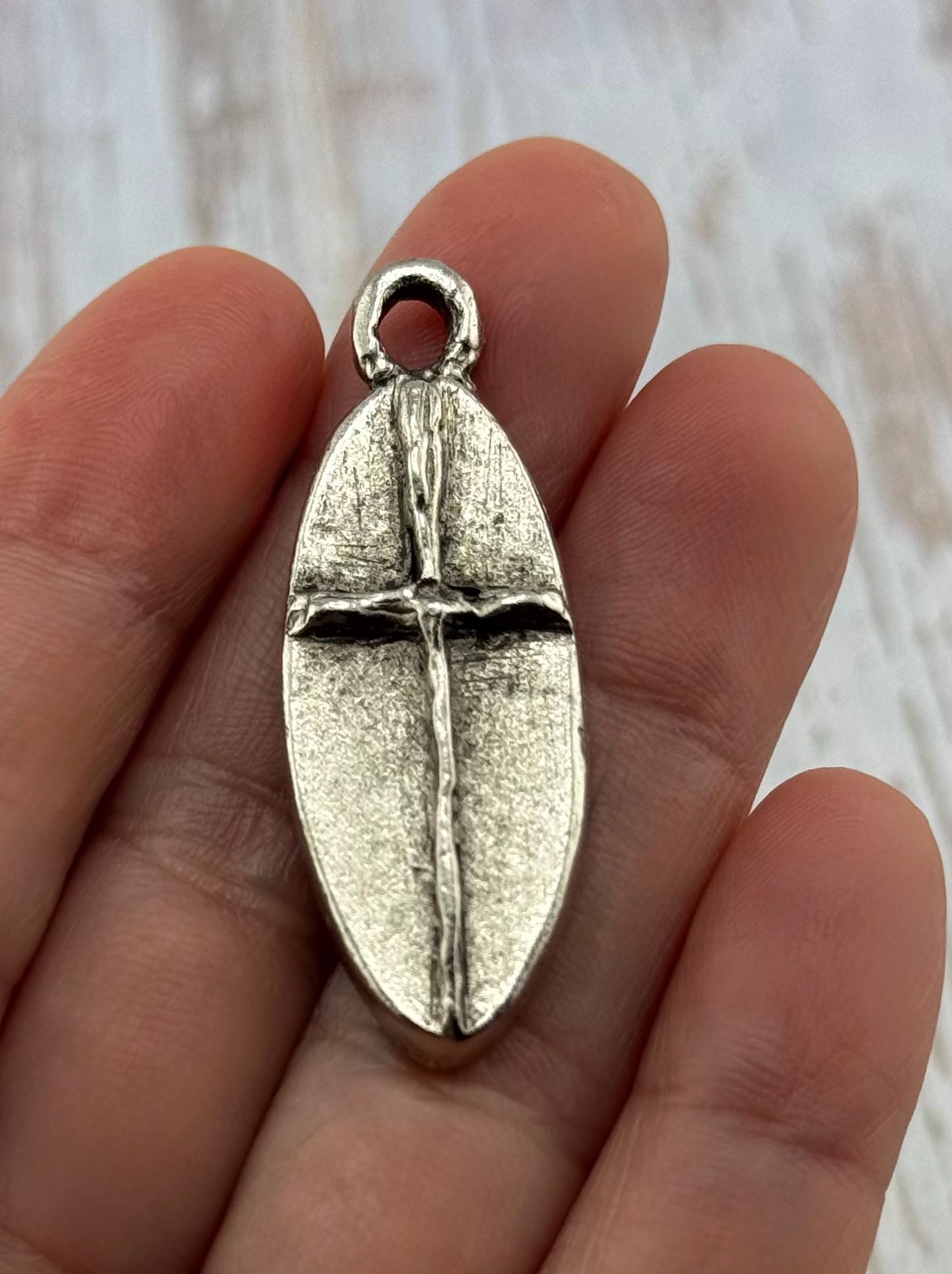 Large Cross Pendant, Antiqued Pewter - PT468
