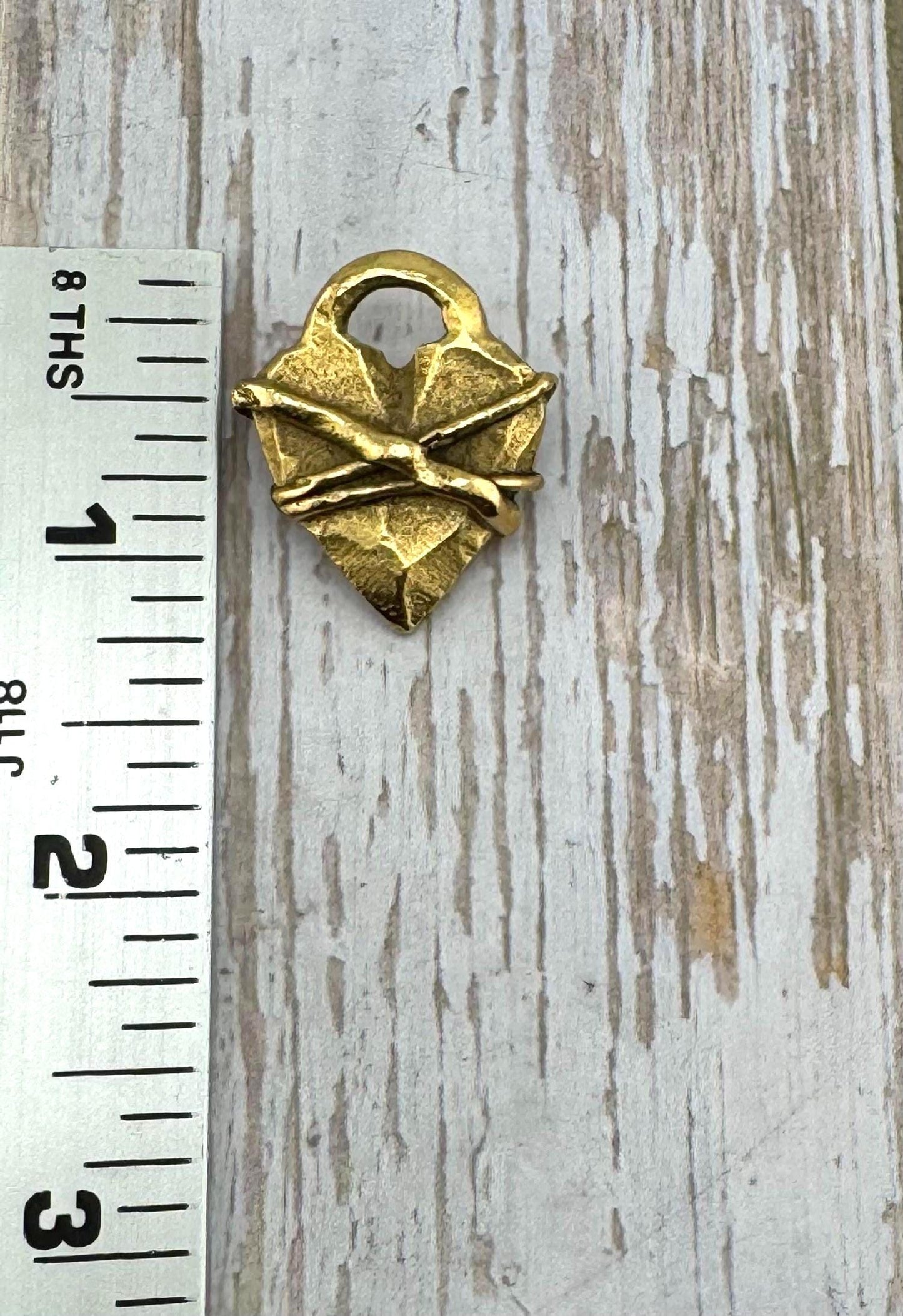 Hammered Bound Heart Charm, Antiqued 18k Gold Plated - AG113