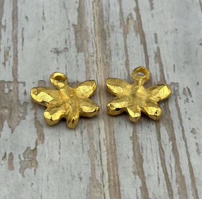 Artisan Rustic Butterfly Charm, Satin 18k Gold Plated - ST306