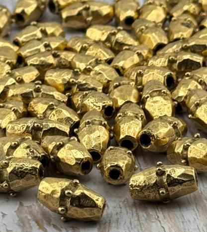 Perles entretoises baril à pois, plaqué or 18 carats vieilli - AG140