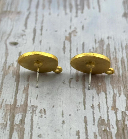 Boucles d'oreilles médaillon rond ondulé (Lot de 2), Plaqué or 18 carats finition satinée - ST348
