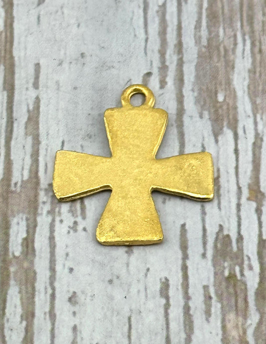 Large Cross Pendant, Satin 18k Gold Plated - ST229