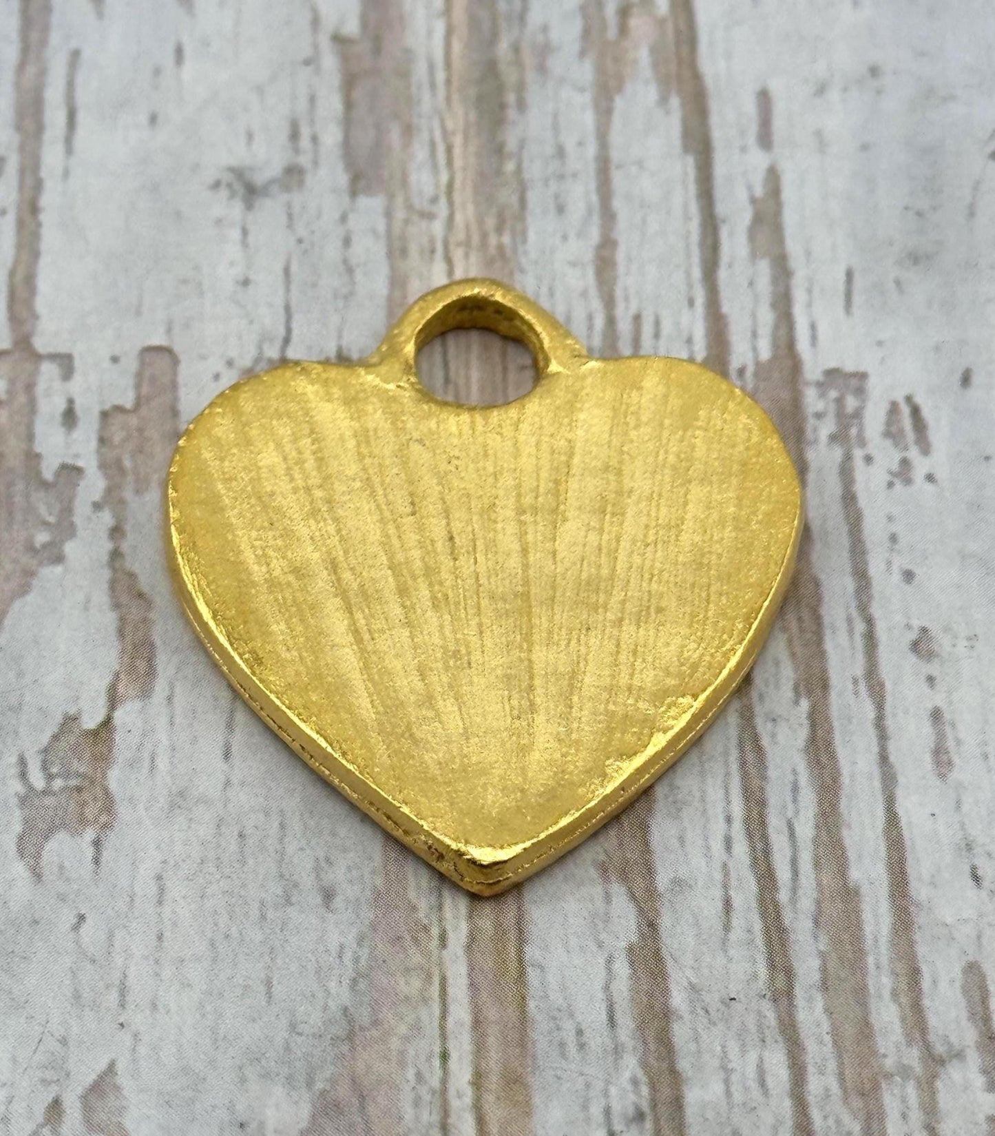 Large Chunky Hammered Heart Pendant, Satin 18K Gold Plated - ST275