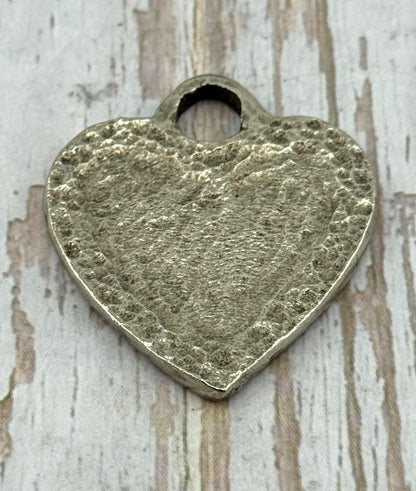 Hammered Heart Pendant, Antiqued Pewter - PT455