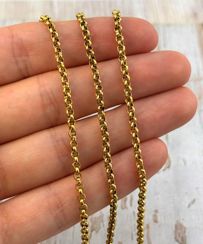 Chaîne Rolo 2,6mm, Plaqué Or 18k Vieilli - G109-CH