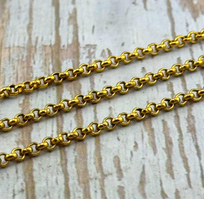 Chaîne Rolo 2,6mm, Plaqué Or 18k Vieilli - G109-CH