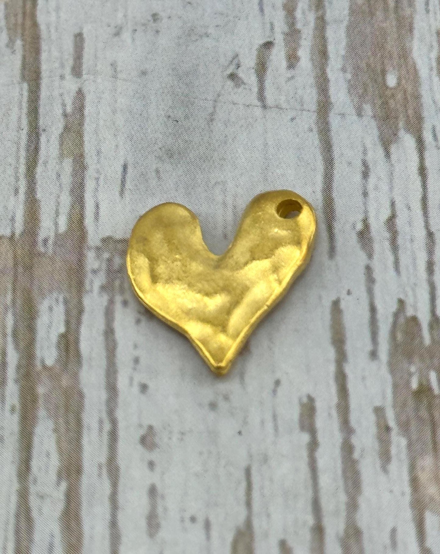 Small Organic Heart Charm, Satin 18k Gold Plated - ST325