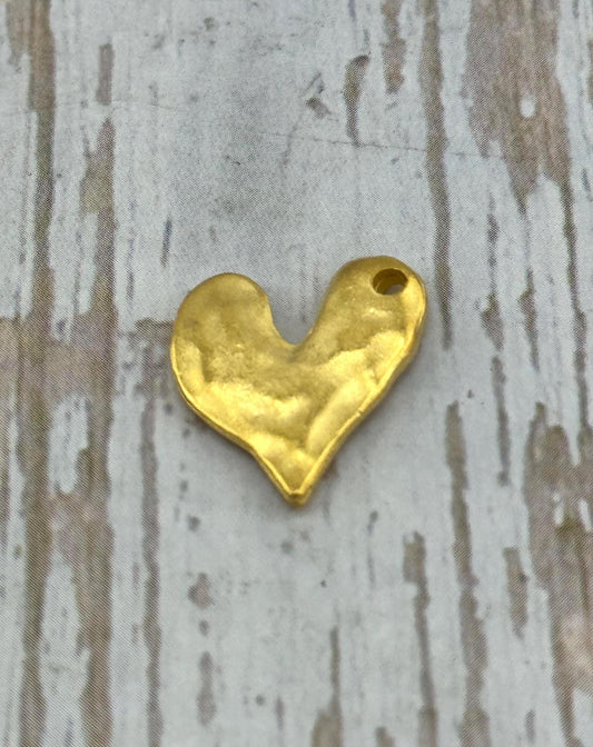 Small Organic Heart Charm, Satin 18k Gold Plated - ST325