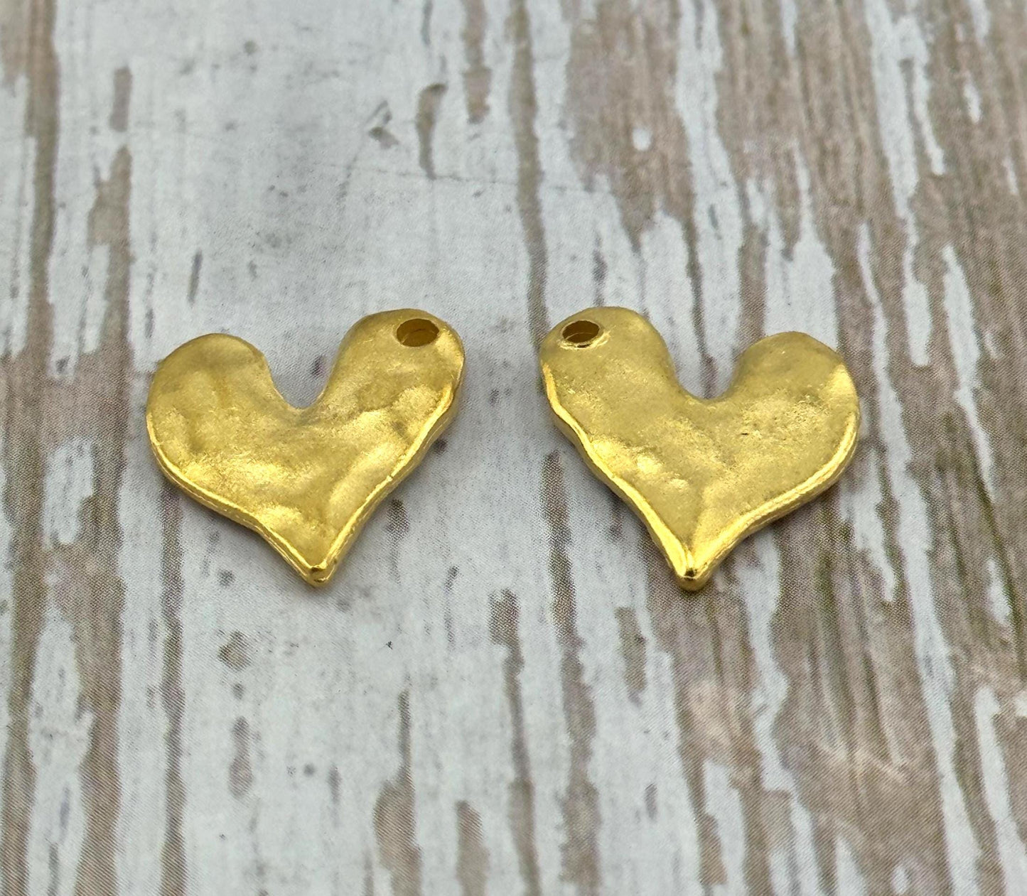 Small Organic Heart Charm, Satin 18k Gold Plated - ST325