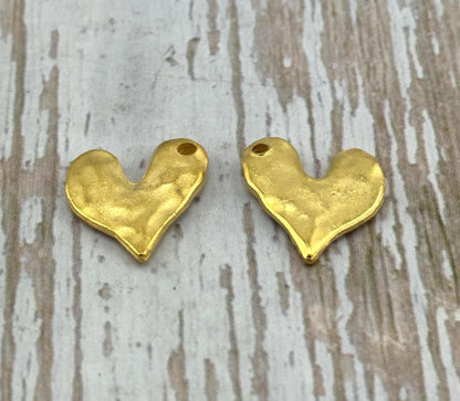 Small Organic Heart Charm, Satin 18k Gold Plated - ST325